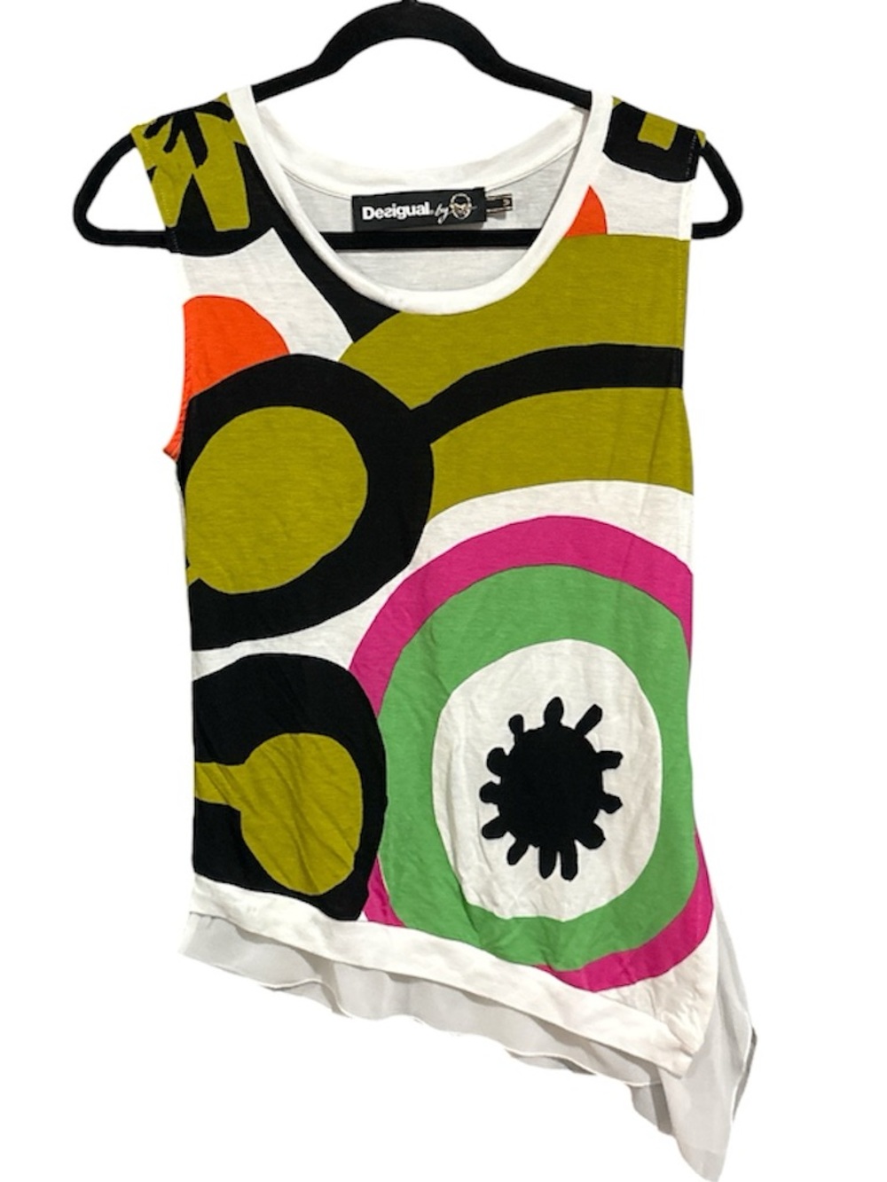 DESIGUAL Asymmetrical Colorful Tank Top
